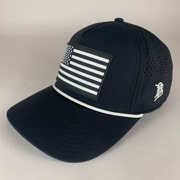 Branded Bills Performance 545 Black American Flag Rope Snapback Hat - Picture 1 of 6